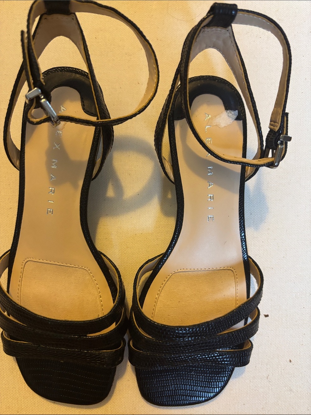 Alex Marie Black Strappy AnkleโBuckle Heels